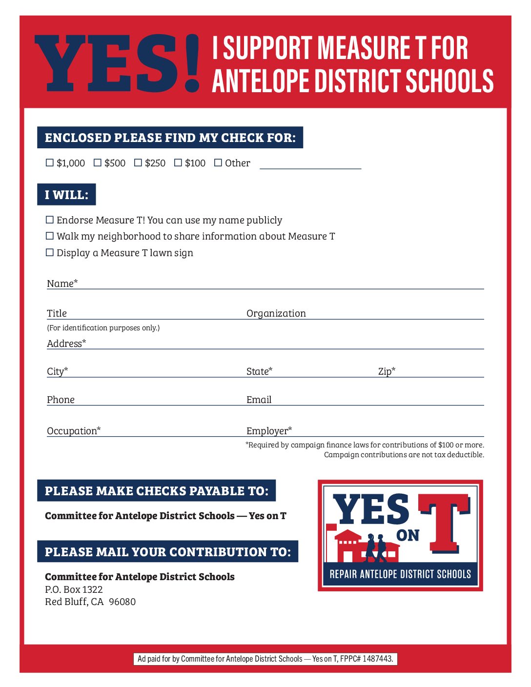Measure T Donation Form Screenshot